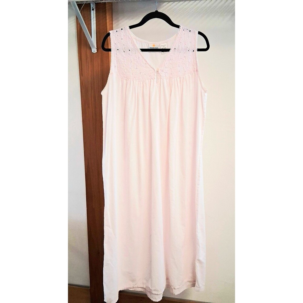 Vintage Smithsonian Institution Pink Cotton Sleeveless Nightgown Women's Large